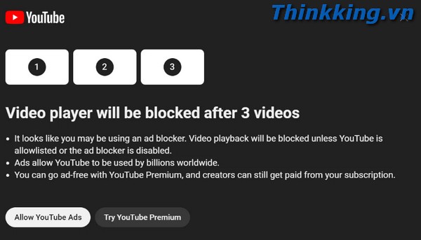 video player will be blocked after 3 videos