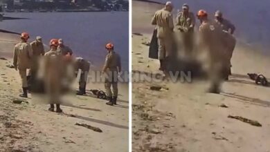 Bombeiros encontraram Nesta mana um corpo que estava dentro de um latão queimado boiando na Praia da Bandeira